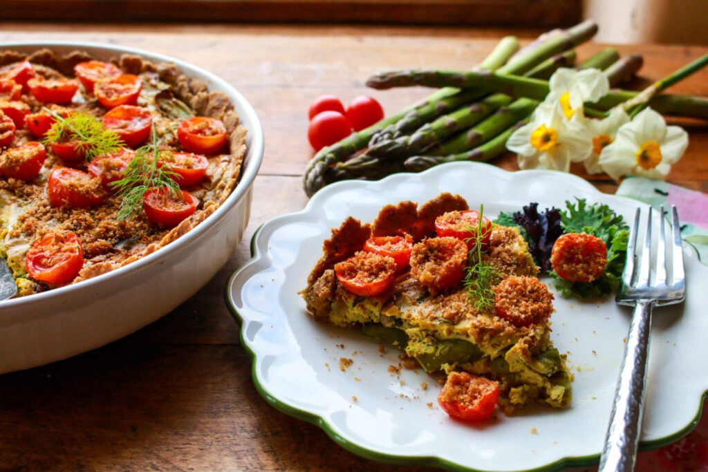 Vegan Quiche with Asparagus and Dill