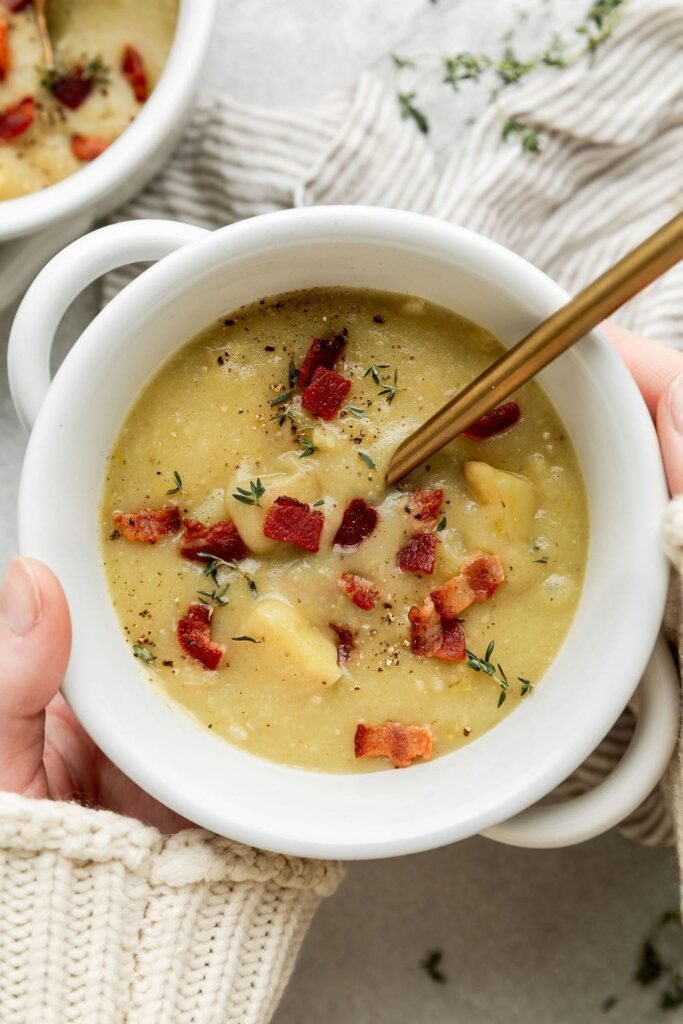 Creamy Potato Leek Soup with Bacon