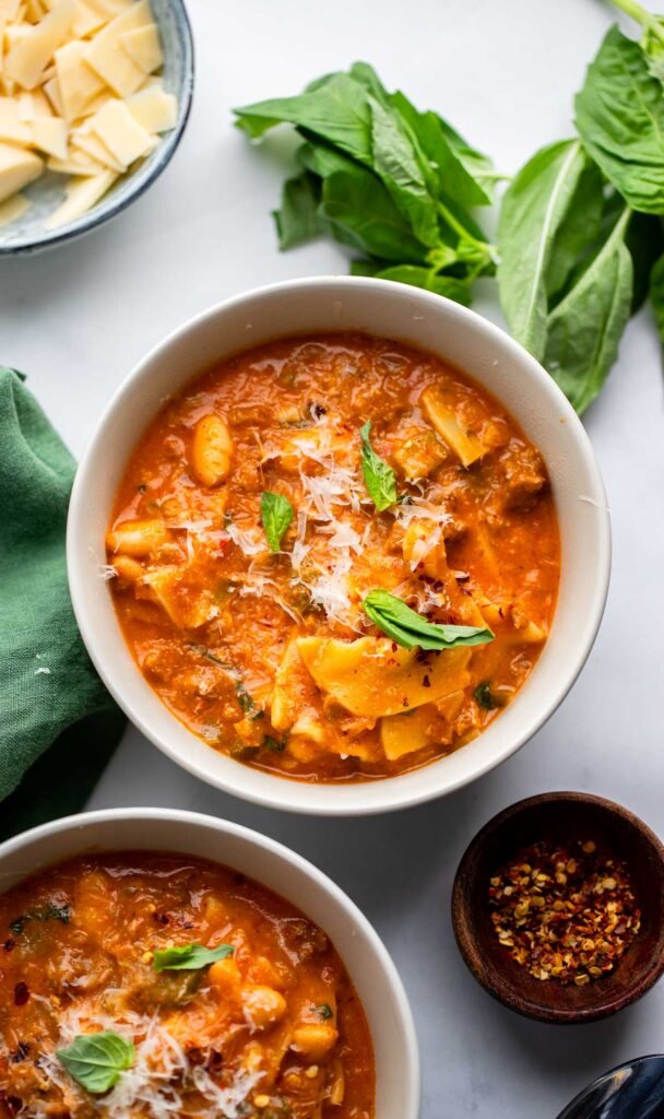 One Pot Vegan Lasagna Soup