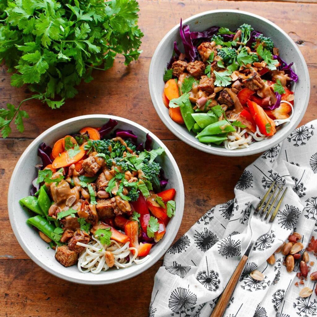 Tempeh Chilly Noodle Salad with Peanut Dressing